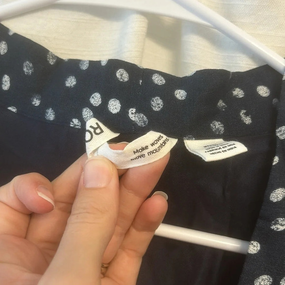 Roxy Vacation Vibe Kimono/Cover Up navy blue white polka dot size M - Picture 3 of 8